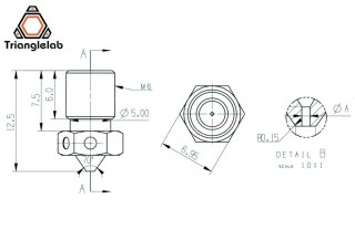 Dysza do E3D od Trianglelab 0.4 mm V6 1.75 mm M6